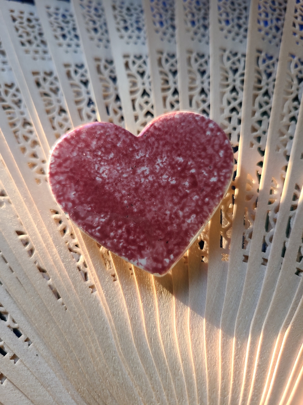 Hand Crafted Pink Heart Ceramic Pin